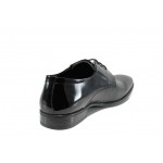 Черни мъжки обувки, лачена естествена кожа - официални обувки за целогодишно ползване N 100012169
