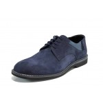 Сини мъжки обувки, естествен набук - всекидневни обувки за пролетта и лятото N 100012170