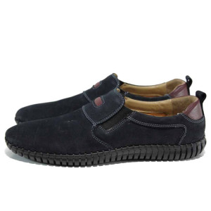 Сини анатомични мъжки обувки, естествен набук - всекидневни обувки за пролетта и лятото N 100012166