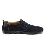 Сини анатомични мъжки обувки, естествен набук - всекидневни обувки за пролетта и лятото N 100012166