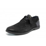 Черни анатомични мъжки обувки, естествен набук - всекидневни обувки за пролетта и лятото N 100012331