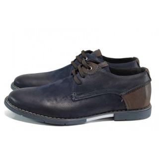 Сини анатомични мъжки обувки, естествена кожа - всекидневни обувки за пролетта и лятото N 100012333