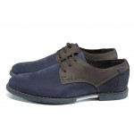Сини анатомични мъжки обувки, естествен набук - всекидневни обувки за пролетта и лятото N 100012325