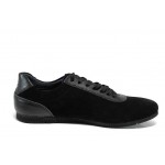 Черни мъжки обувки, естествен набук - спортни обувки за пролетта и лятото N 100012400