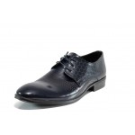 Сини мъжки обувки, естествена кожа - официални обувки за пролетта и лятото N 100012403