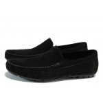 Черни анатомични мъжки мокасини, естествен набук - ежедневни обувки за пролетта и лятото N 100012446