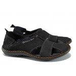 Черни ортопедични мъжки сандали, естествен набук - ежедневни обувки за пролетта и лятото N 100012483
