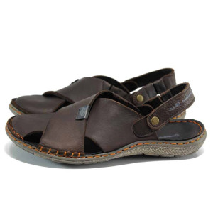 Кафяви ортопедични мъжки сандали, естествена кожа - ежедневни обувки за пролетта и лятото N 100012639