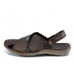 Кафяви ортопедични мъжки сандали, естествена кожа - ежедневни обувки за пролетта и лятото N 100012639