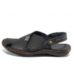 Черни ортопедични мъжки сандали, естествена кожа - ежедневни обувки за пролетта и лятото N 100012638