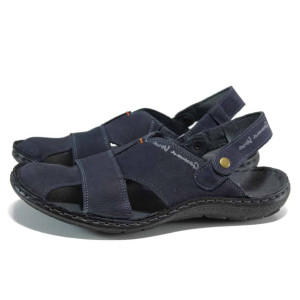 Сини ортопедични мъжки сандали, естествен набук - ежедневни обувки за пролетта и лятото N 100012637