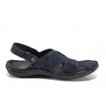 Сини ортопедични мъжки сандали, естествен набук - ежедневни обувки за пролетта и лятото N 100012637