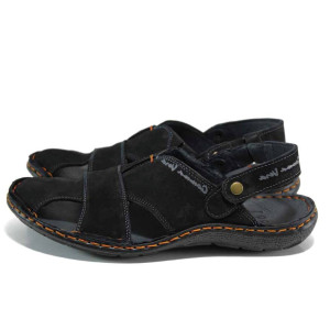 Черни ортопедични мъжки сандали, естествен набук - ежедневни обувки за пролетта и лятото N 100012636