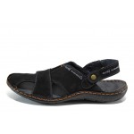 Черни ортопедични мъжки сандали, естествен набук - ежедневни обувки за пролетта и лятото N 100012636