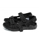 Черни анатомични мъжки сандали, естествен набук - ежедневни обувки за пролетта и лятото N 100012683