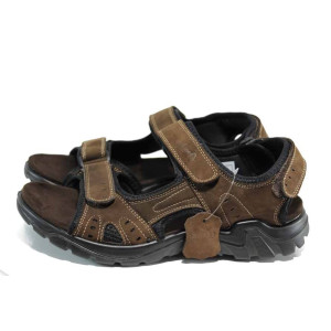 Кафяви анатомични мъжки сандали, естествен набук - ежедневни обувки за пролетта и лятото N 100012682