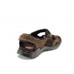 Кафяви анатомични мъжки сандали, естествен набук - ежедневни обувки за пролетта и лятото N 100012682