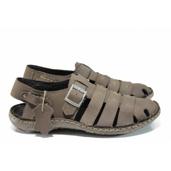 Бежови ортопедични мъжки сандали, естествен набук - ежедневни обувки за пролетта и лятото N 100012780