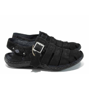 Черни ортопедични мъжки сандали, естествен набук - ежедневни обувки за пролетта и лятото N 100012779