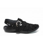 Черни ортопедични мъжки сандали, естествен набук - ежедневни обувки за пролетта и лятото N 100012779