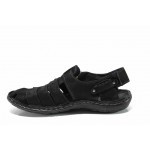 Черни ортопедични мъжки сандали, естествен набук - ежедневни обувки за пролетта и лятото N 100012779