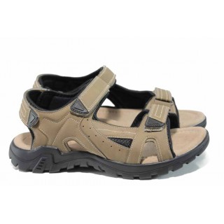 Бежови анатомични мъжки сандали, здрава еко-кожа - ежедневни обувки за пролетта и лятото N 100012776