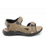 Бежови анатомични мъжки сандали, здрава еко-кожа - ежедневни обувки за пролетта и лятото N 100012776