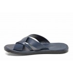 Сини мъжки чехли, естествена кожа - ежедневни обувки за пролетта и лятото N 100012808