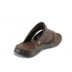 Кафяви анатомични мъжки чехли, естествена кожа - ежедневни обувки за пролетта и лятото N 100012821
