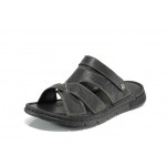 Черни анатомични мъжки чехли, естествена кожа - ежедневни обувки за пролетта и лятото N 100012820