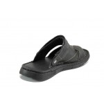 Черни анатомични мъжки чехли, естествена кожа - ежедневни обувки за пролетта и лятото N 100012820