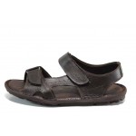 Кафяви мъжки сандали, здрава еко-кожа - ежедневни обувки за пролетта и лятото N 100012826