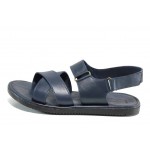 Сини мъжки сандали, естествена кожа - ежедневни обувки за пролетта и лятото N 100012824
