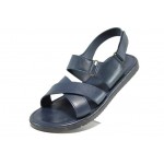 Сини мъжки сандали, естествена кожа - ежедневни обувки за пролетта и лятото N 100012824
