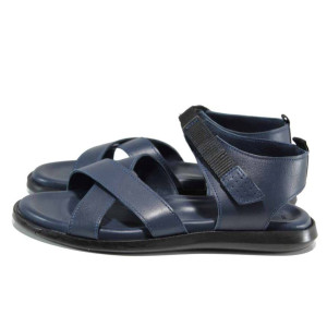 Сини анатомични мъжки сандали, естествена кожа - ежедневни обувки за пролетта и лятото N 100012823