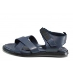 Сини анатомични мъжки сандали, естествена кожа - ежедневни обувки за пролетта и лятото N 100012823