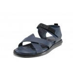 Сини анатомични мъжки сандали, естествена кожа - ежедневни обувки за пролетта и лятото N 100012823