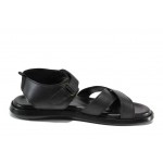 Черни анатомични мъжки сандали, естествена кожа - ежедневни обувки за пролетта и лятото N 100012822