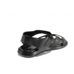 Черни анатомични мъжки сандали, естествена кожа - ежедневни обувки за пролетта и лятото N 100012822