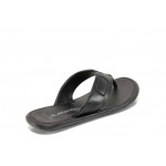 Черни анатомични мъжки чехли, естествена кожа - ежедневни обувки за лятото N 100011004