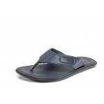 Сини анатомични мъжки чехли, естествена кожа - ежедневни обувки за лятото N 100011006