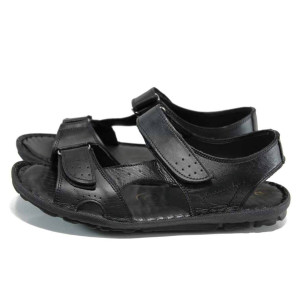 Черни мъжки сандали, здрава еко-кожа - ежедневни обувки за пролетта и лятото N 100012846