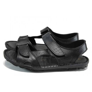 Черни мъжки сандали, здрава еко-кожа - ежедневни обувки за пролетта и лятото N 100012846