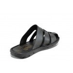 Черни анатомични мъжки чехли, естествена кожа - ежедневни обувки за пролетта и лятото N 100012847