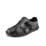 Черни анатомични мъжки сандали, здрава еко-кожа - ежедневни обувки за пролетта и лятото N 100012857