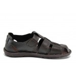 Кафяви анатомични мъжки сандали, здрава еко-кожа - ежедневни обувки за пролетта и лятото N 100012856