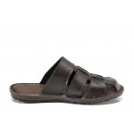 Кафяви анатомични мъжки чехли, здрава еко-кожа - ежедневни обувки за пролетта и лятото N 100012855