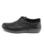 Анатомични черни мъжки обувки, естествена кожа - всекидневни обувки за есента и зимата N 100013003