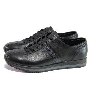 Анатомични черни мъжки обувки, естествена кожа - спортни обувки за есента и зимата N 100013028