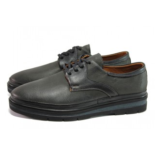 Ортопедични черни мъжки обувки, естествена кожа - ежедневни обувки за есента и зимата N 100013031